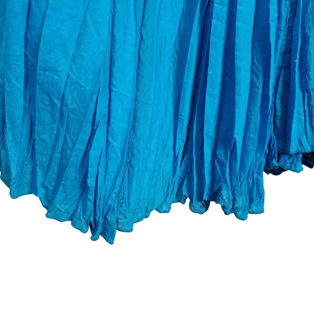 Sandy Starkman Size L Skirt Boho Maxi Full Beaded Godet Cotton Turquoise - Picture 11 of 11